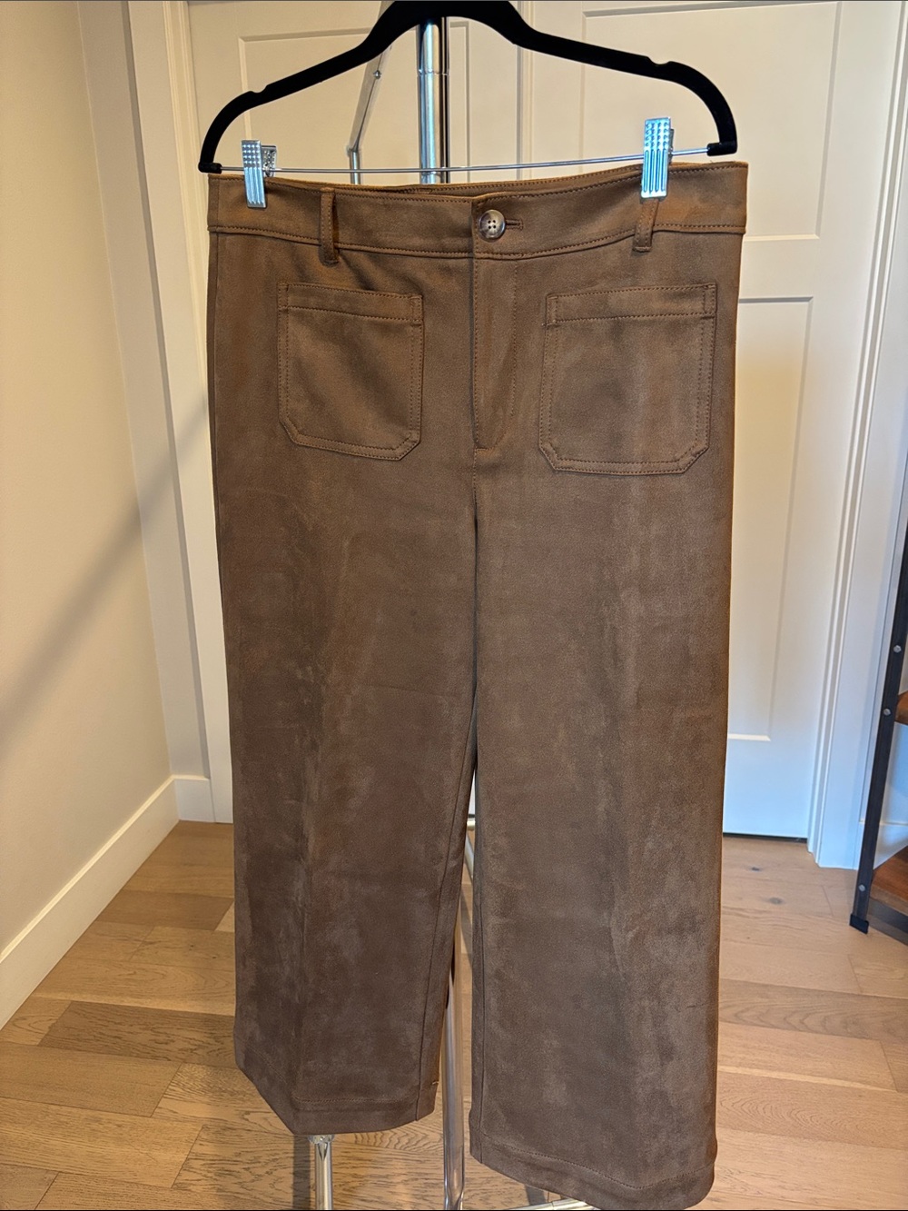 LOFT Brown Wide-Leg Suede-Look Jeans